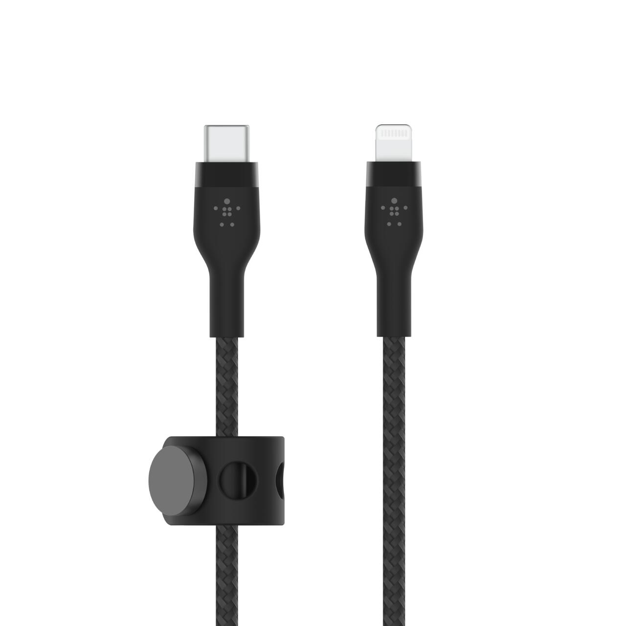 Belkin BoostCharge Pro Flex 3 m USB-C Kabel mit Lightning Connector, schwarz Belkin BoostCharge Pro Flex 3 m USB-C Kabel mit Lightning Connector, schwarz